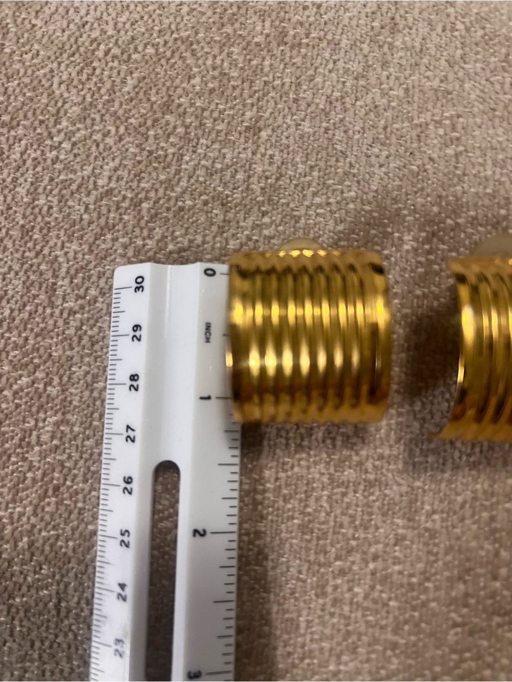 Gold Ribbed Earrings - Picture 3 of 5